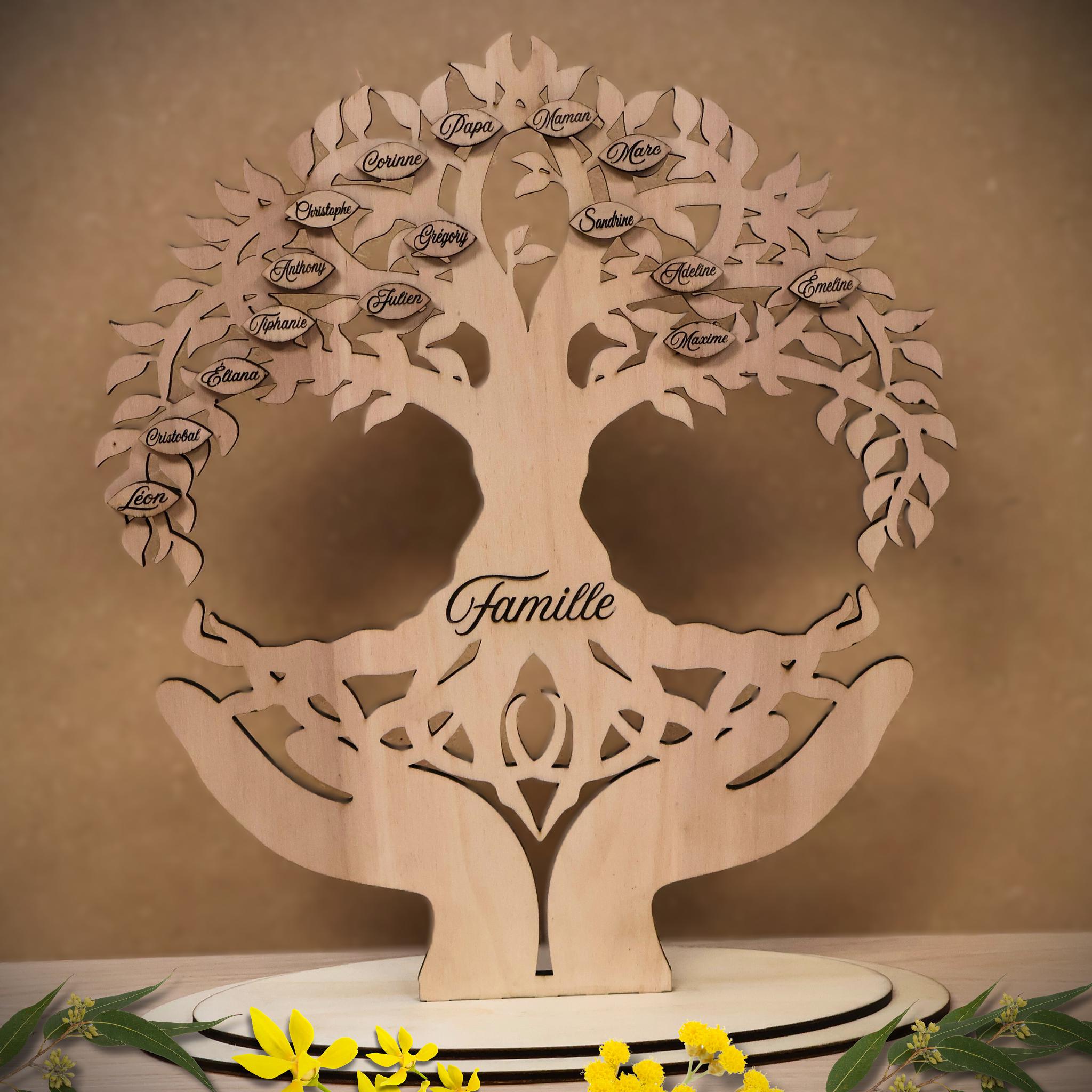 Personalized Wooden Family Tree – Custom Family Gift – Handcrafted Wooden Family Names Decoration – Family Heritage Art