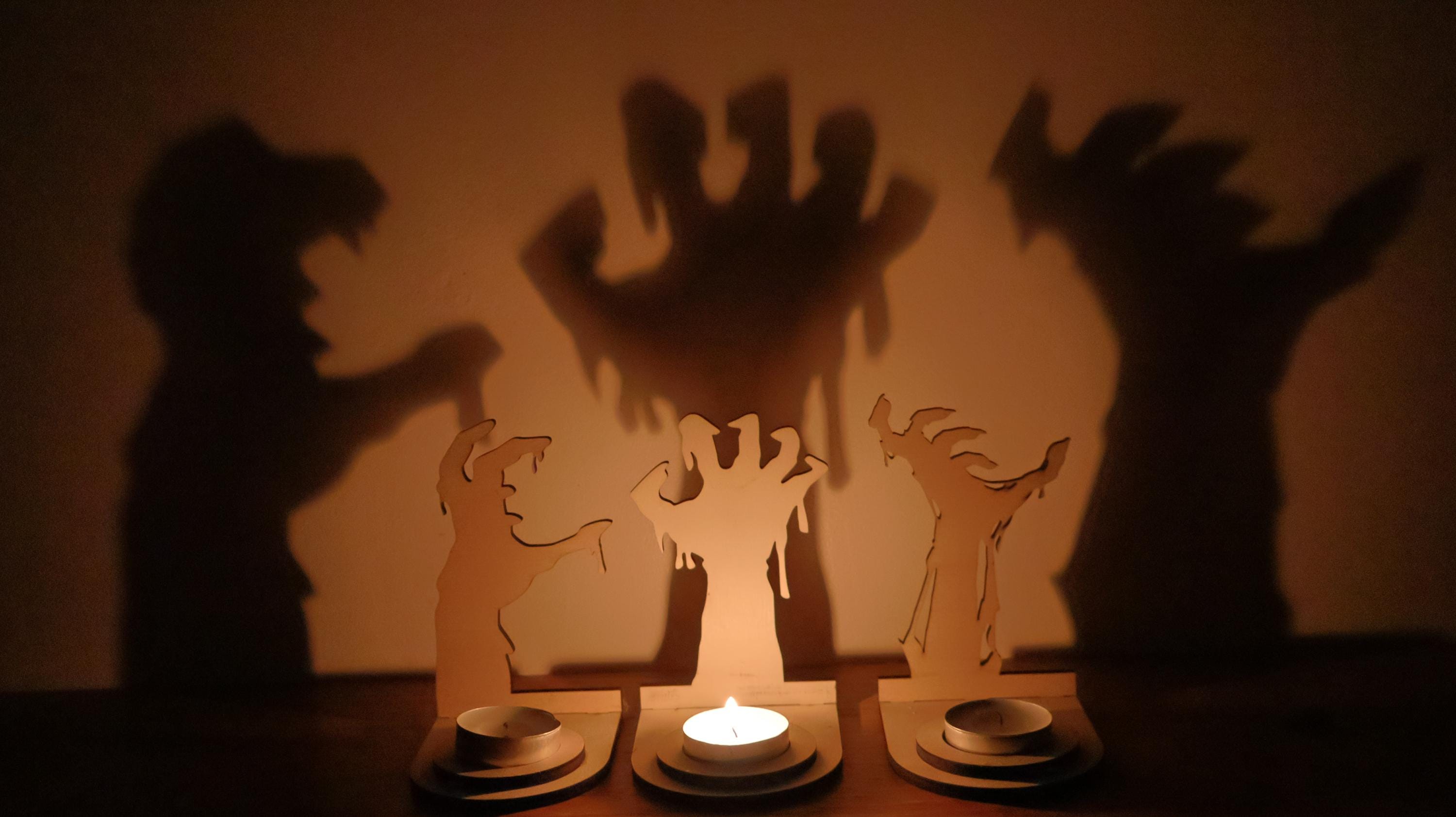 Décoration halloween Support bougie Halloween Main de l’Ombre
