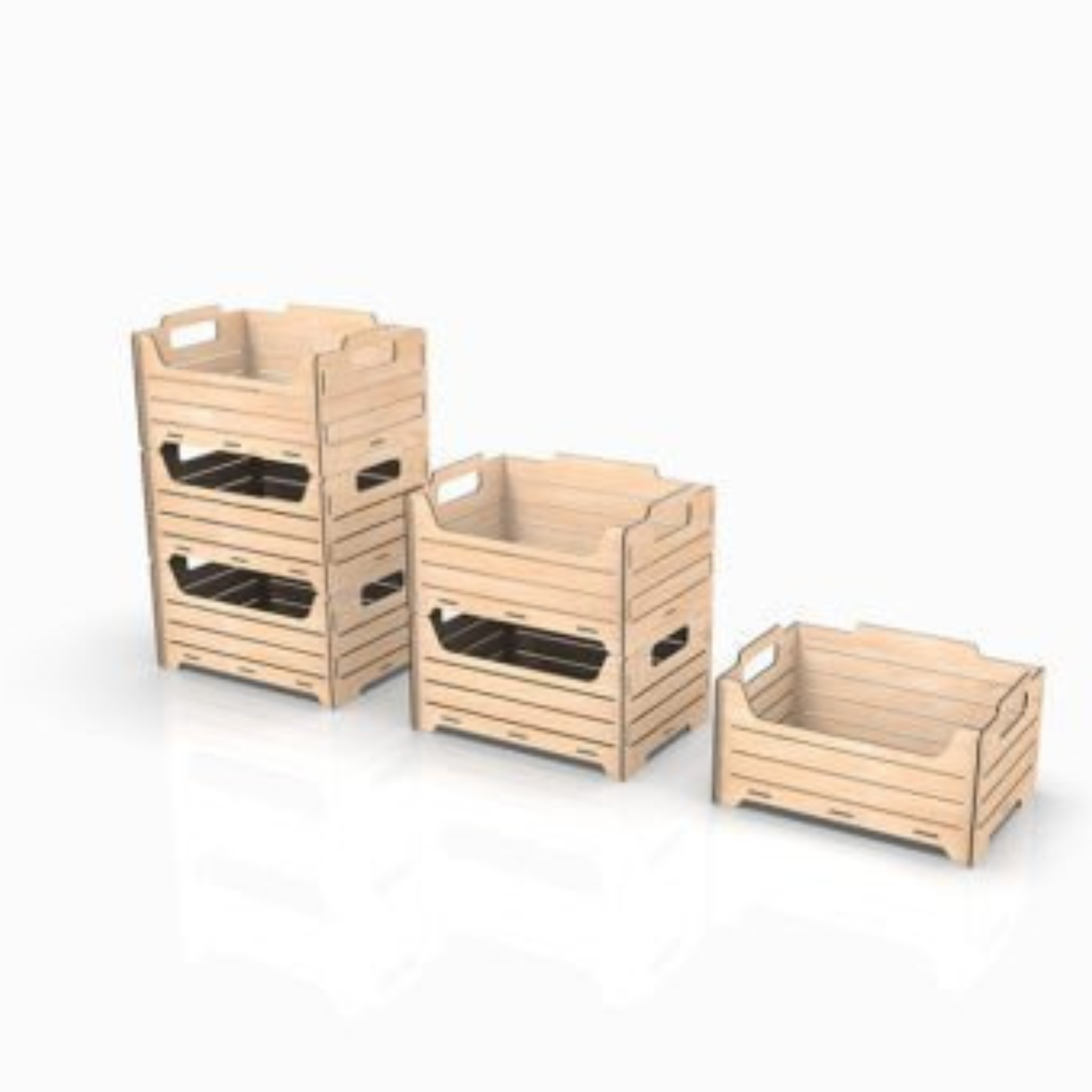 Caisses de rangement empilables. Fabrication artisanale en bois 