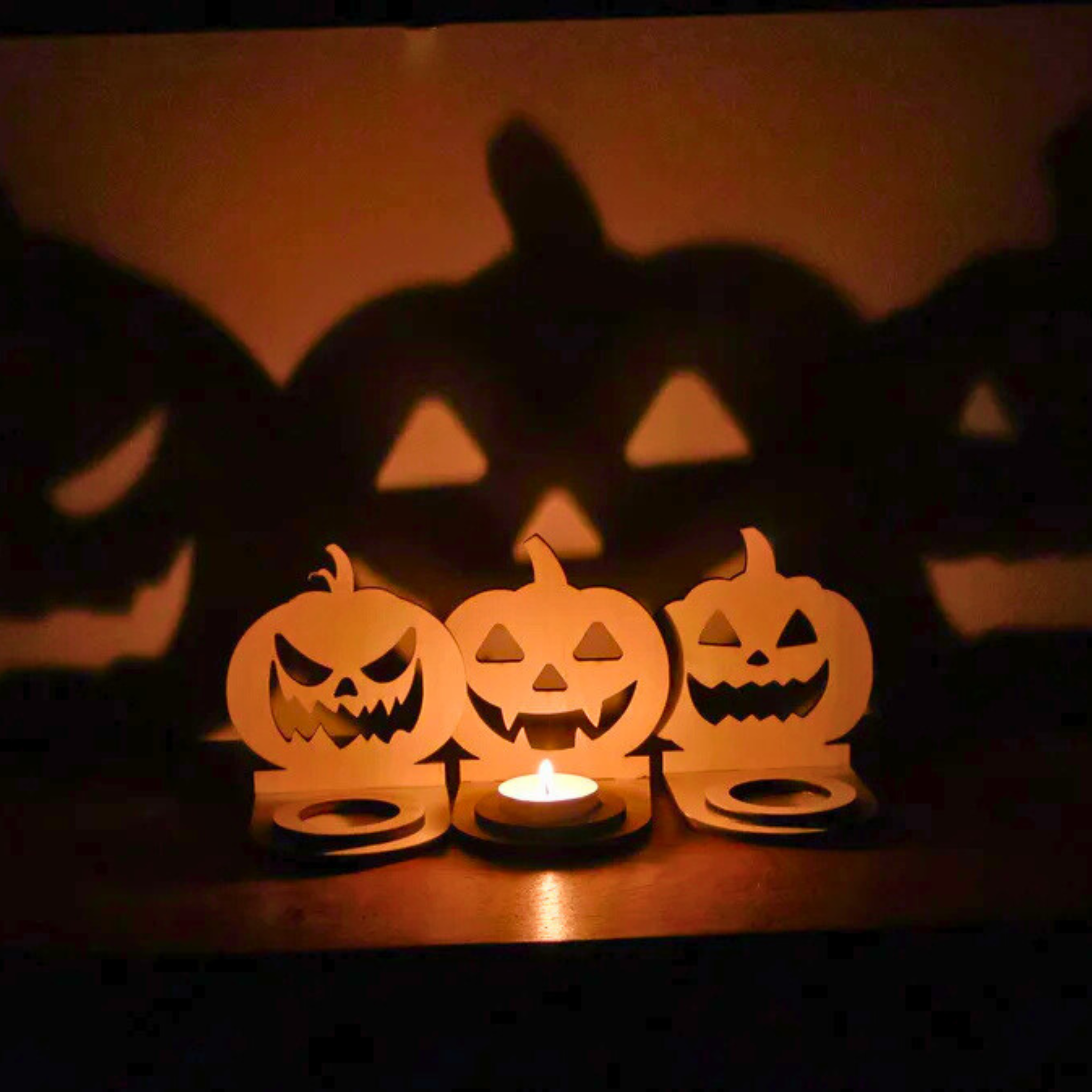 Décoration halloween en bois support bougie. Fabrication artisanal français