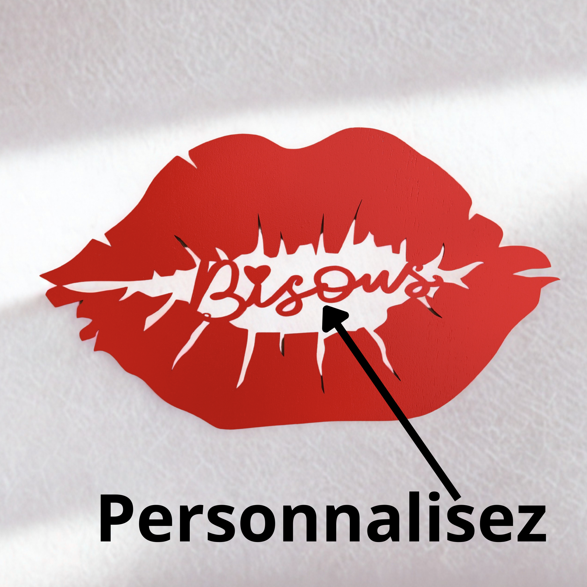  Décoration murale lèvres en bois