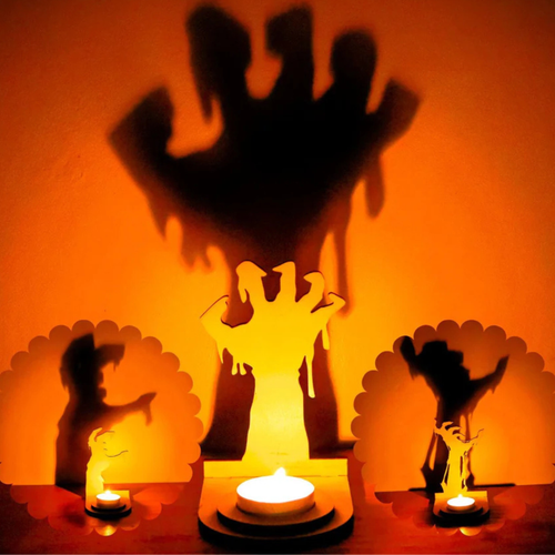 Décoration halloween en bois, support bougie. Fabrication artisanal français