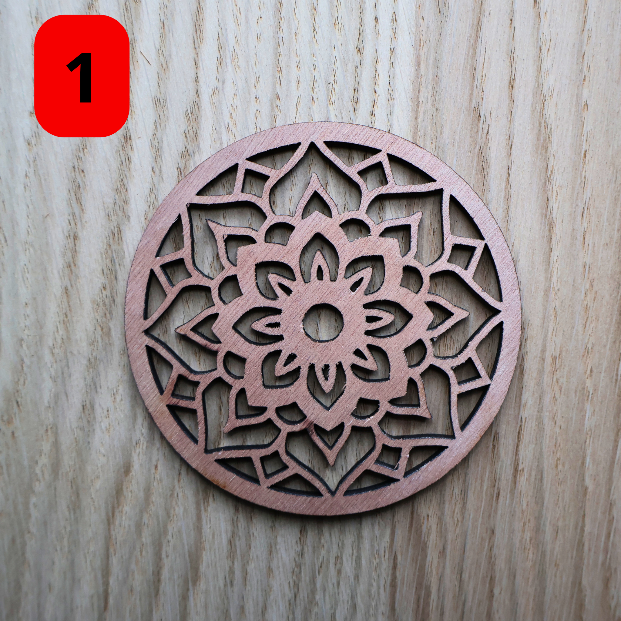 Vue d'ensemble dessous de verre mandala fleur de vie personnalisé
