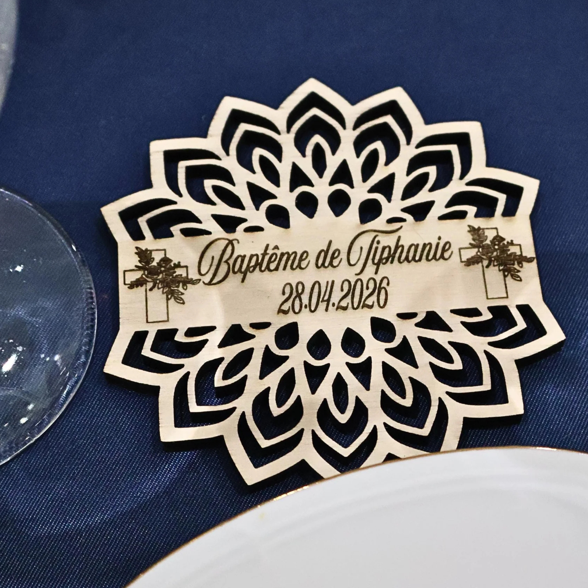 dessous de verre en bois personnalisé pour evenement 