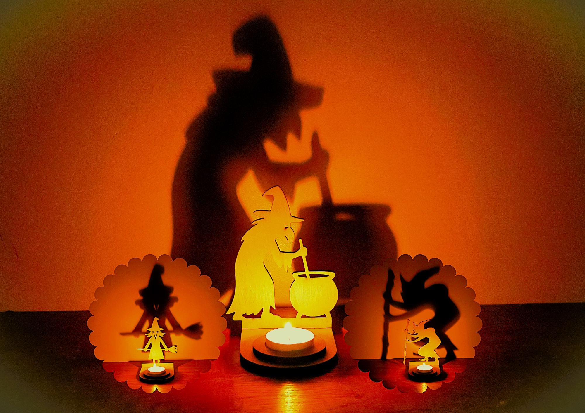 Support Bougie Sorcière décoration halloween Ombre Effrayante
