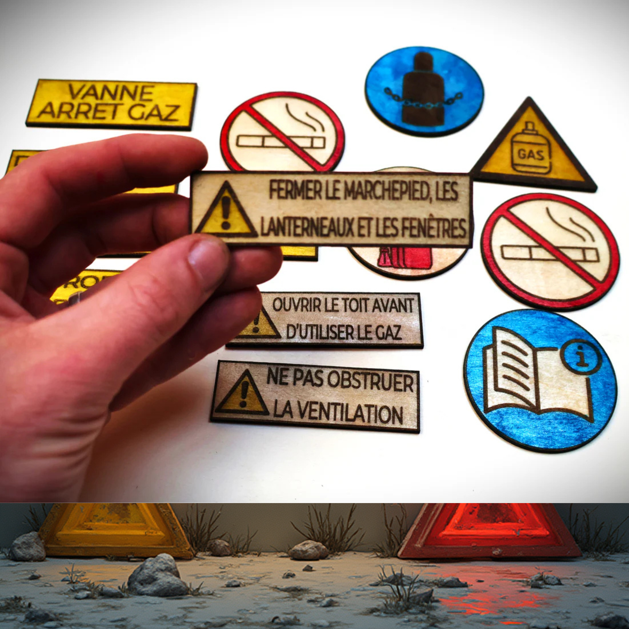 Étiquettes en bois VASP naturelles et durables, alternative élégante aux autocollants pour van aménagé