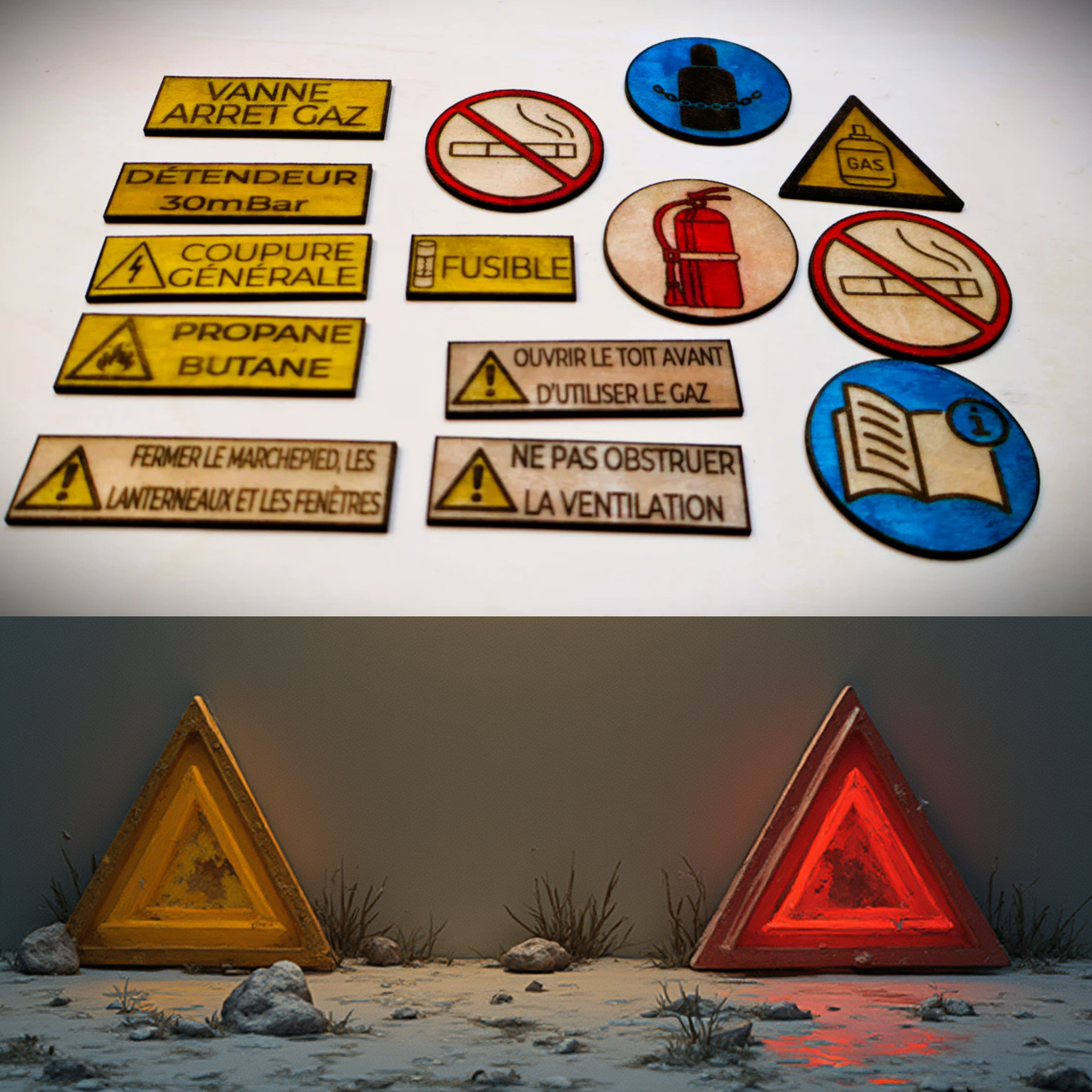 Étiquettes en bois VASP naturelles et durables, alternative élégante aux autocollants pour van aménagé