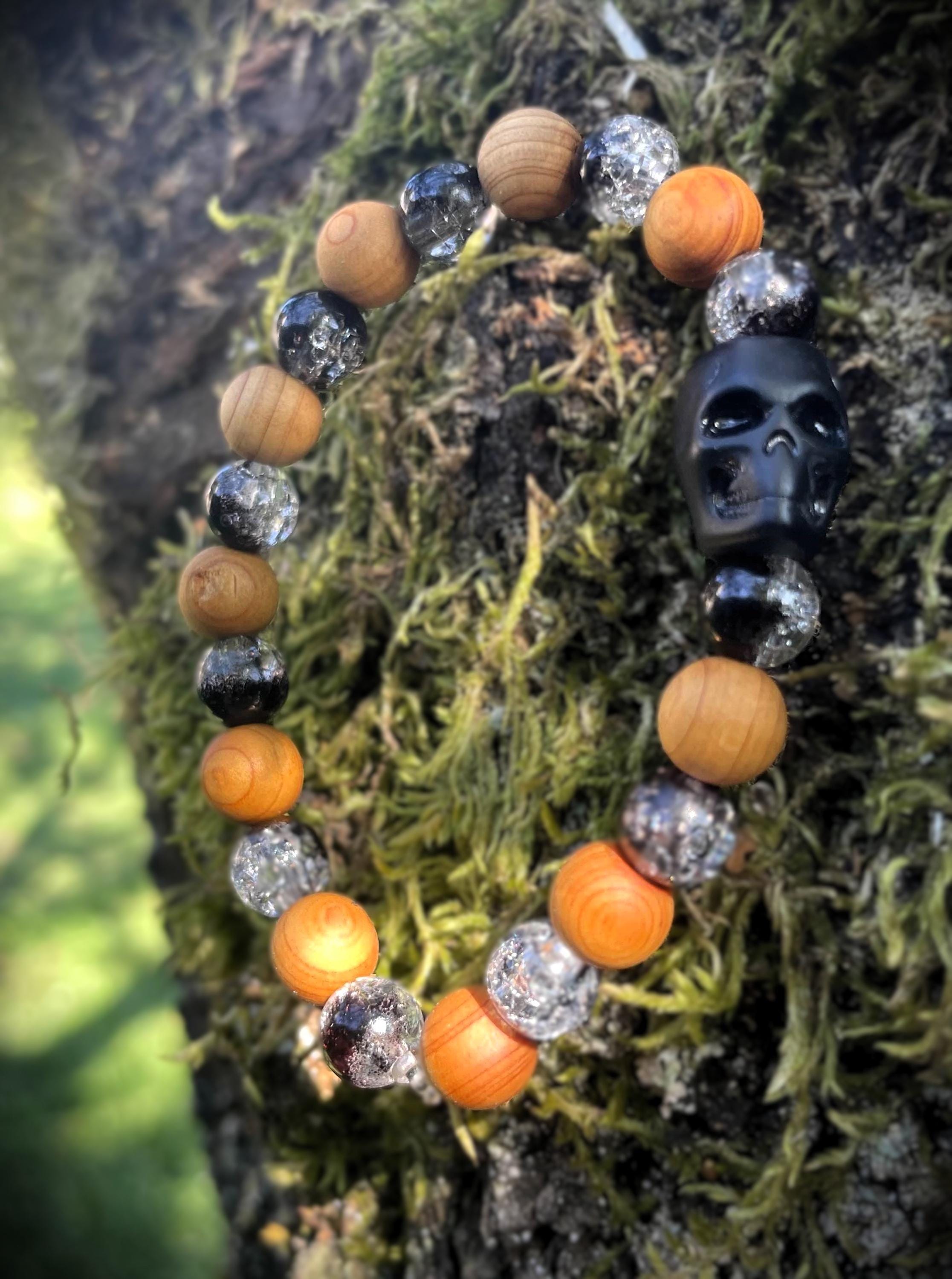 Bracelet en bois perles de santal, cyprès, poire, huile de tung naturel