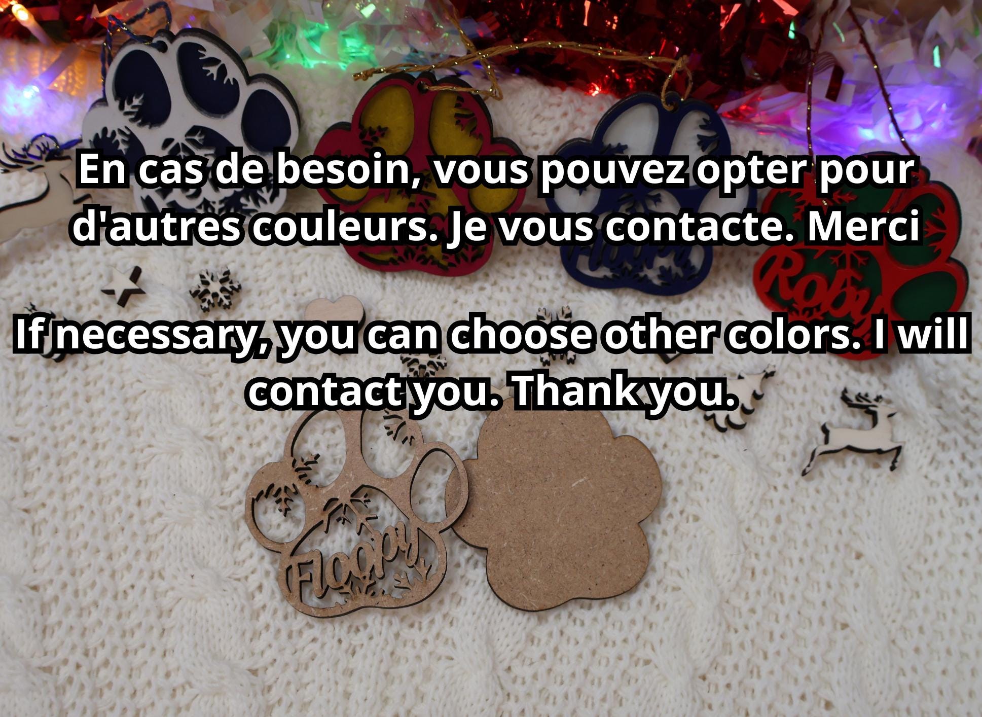 Boule de Noël personnalisée animaux Ornement de Noël avec prénom pour chien & chat Décoration Noël