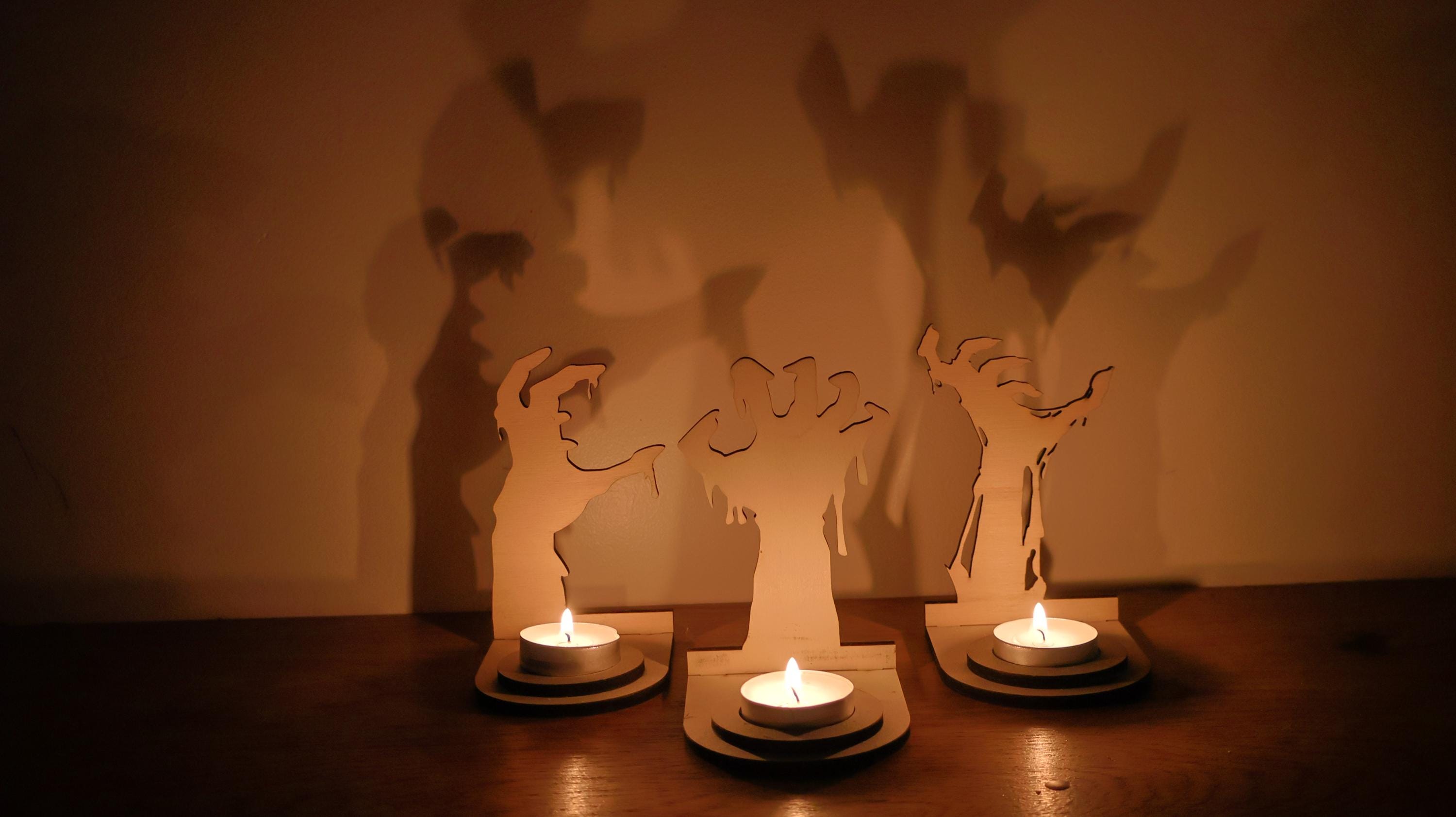 Décoration halloween Support bougie Halloween Main de l’Ombre