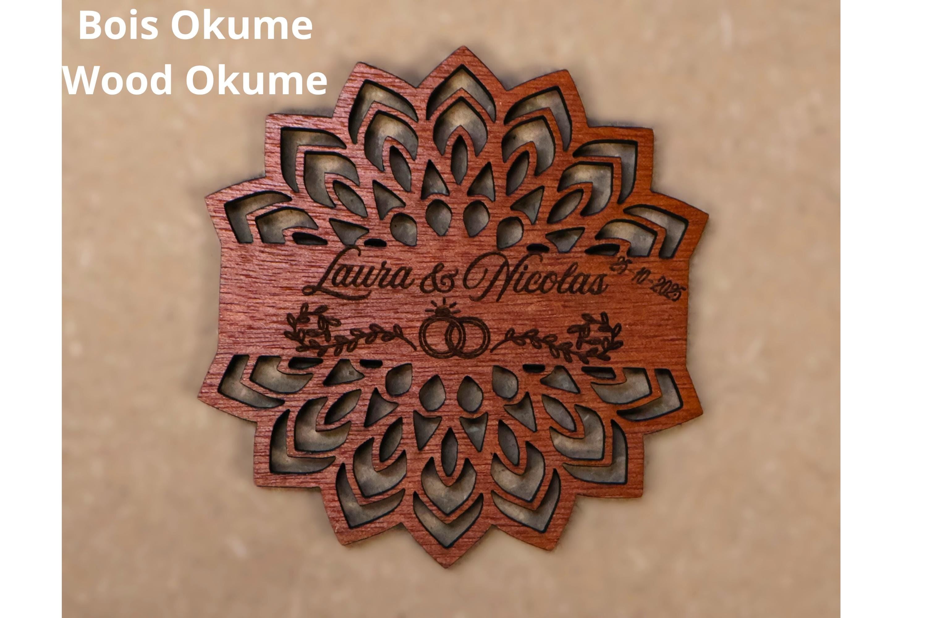 Personalized Wooden Coaster – Custom Engraving Name or Text – Wedding, Baptism, Birthday, Christmas Gift