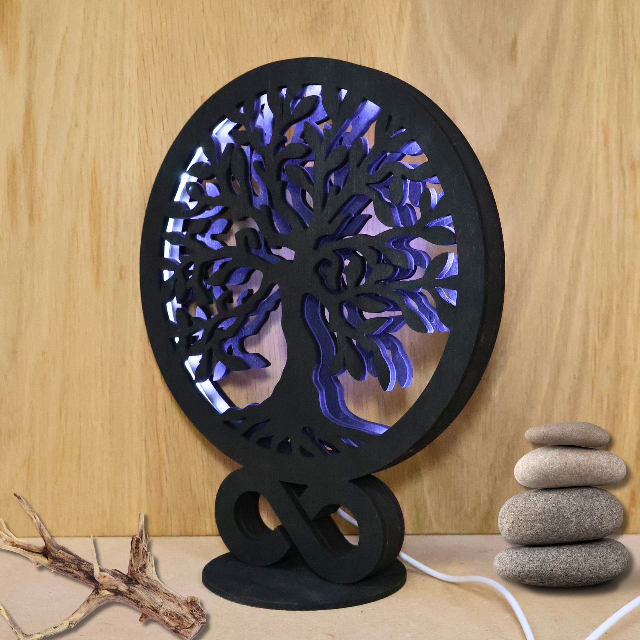 Lampe arbre de vie en bois
