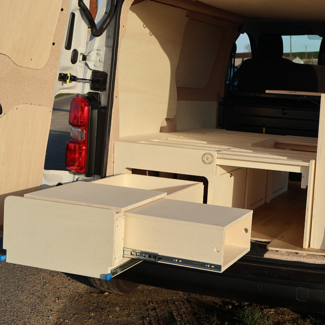 Lit peigne modulaire en bois pour van aménagé 120cm avec rangements