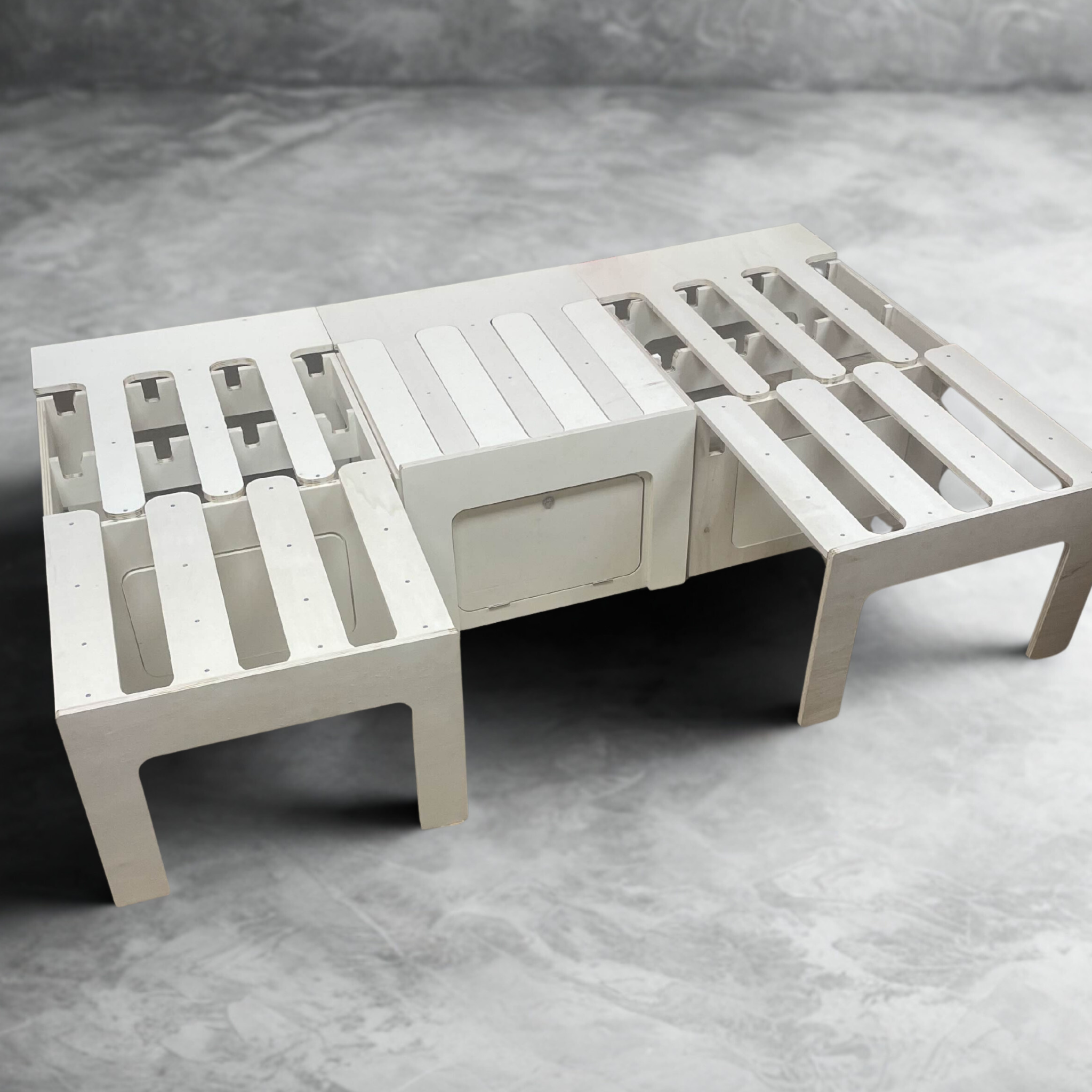 Lit peigne en bois pour van aménagé Modulaire & rangement L120cm