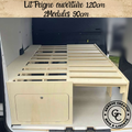 Modular wooden comb bed for camper van with storage, 120cm long
