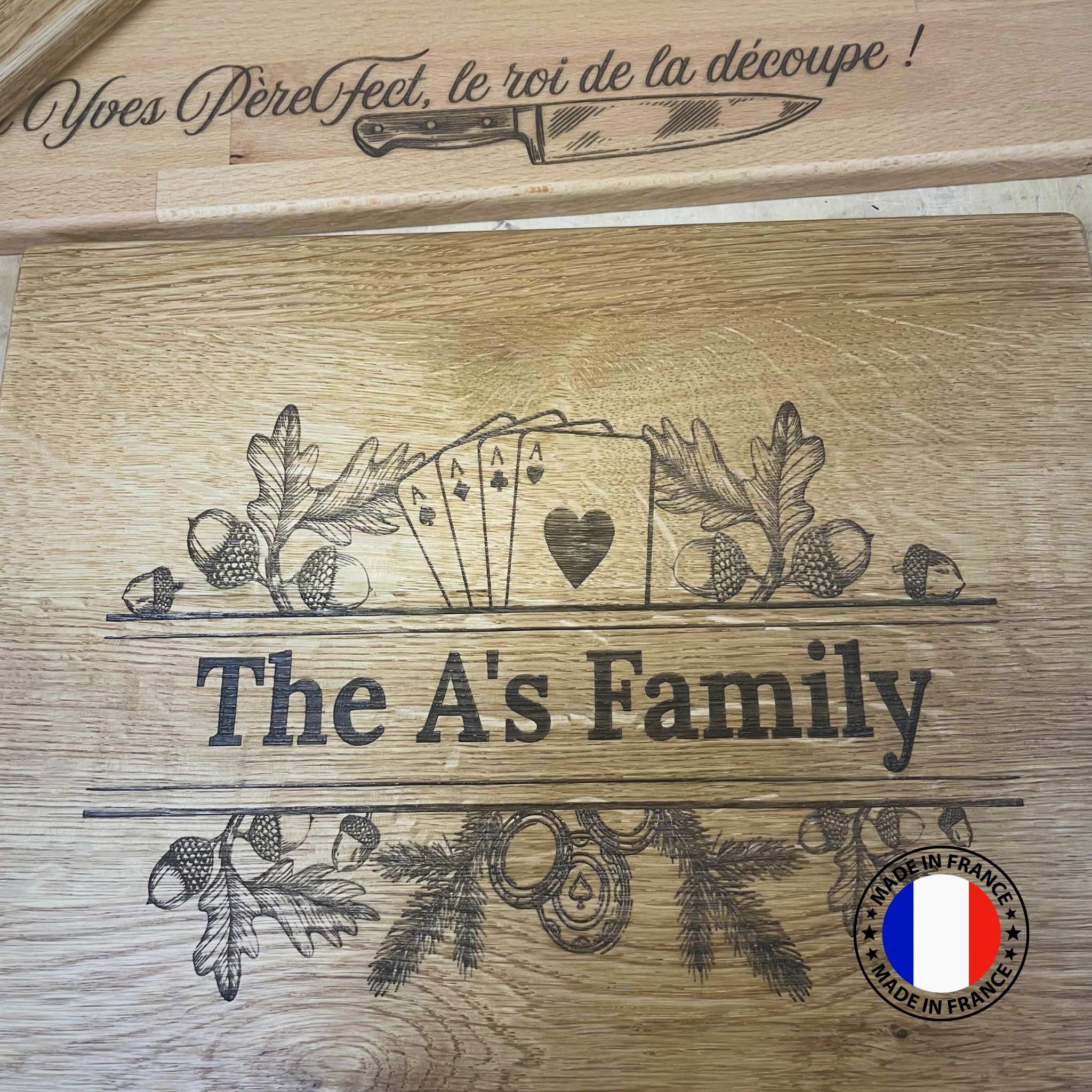 Planche a découper en bois fait main avec gravure personnalisé