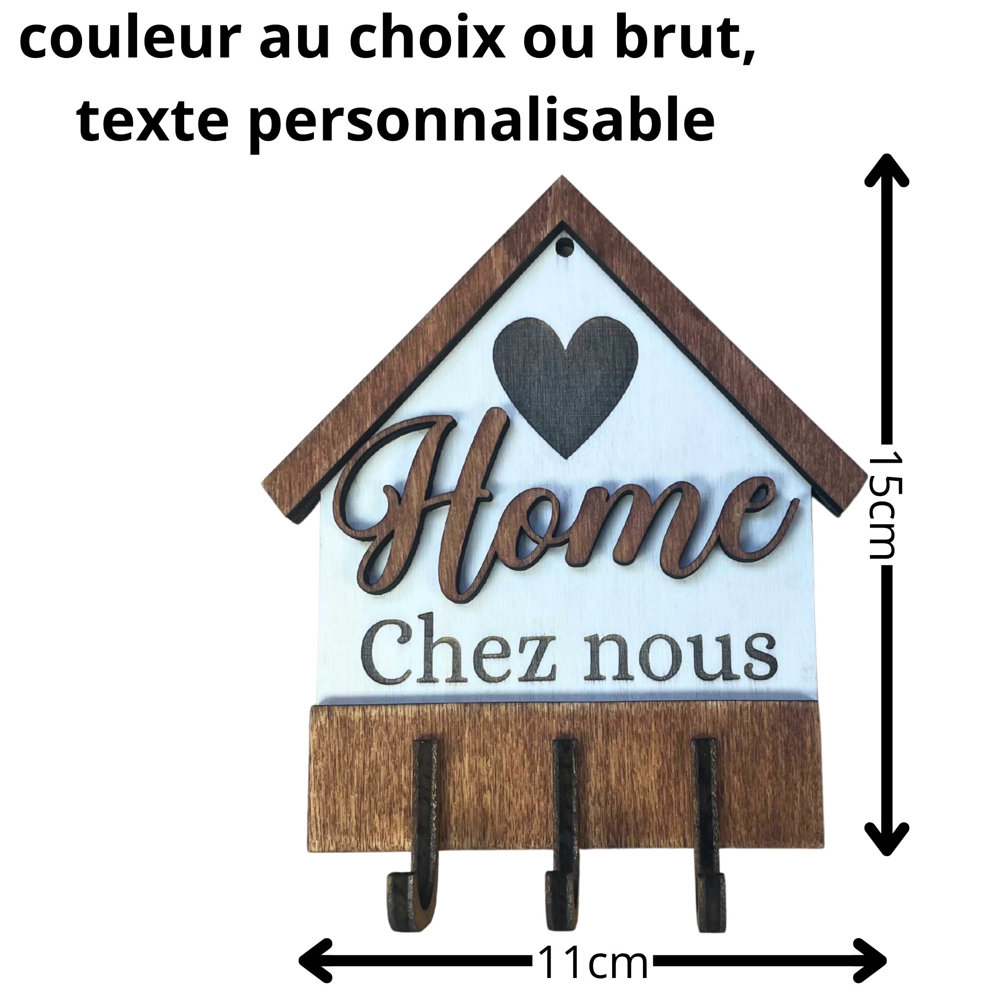 Porte-clés mural personnalisé en bois pour rangement entrée
