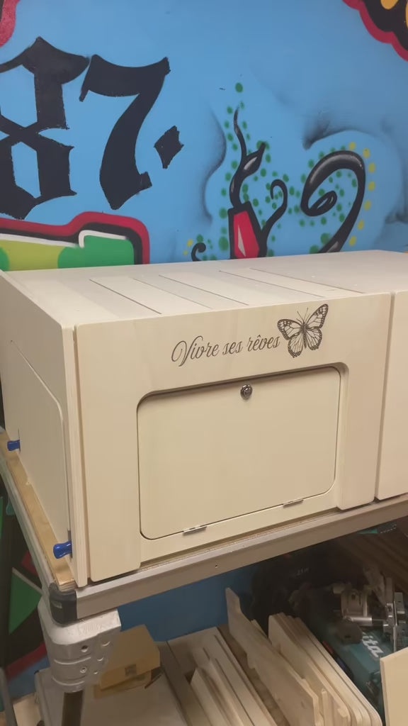 Lit peigne en bois pour van aménagé Modulaire & rangement L140cm