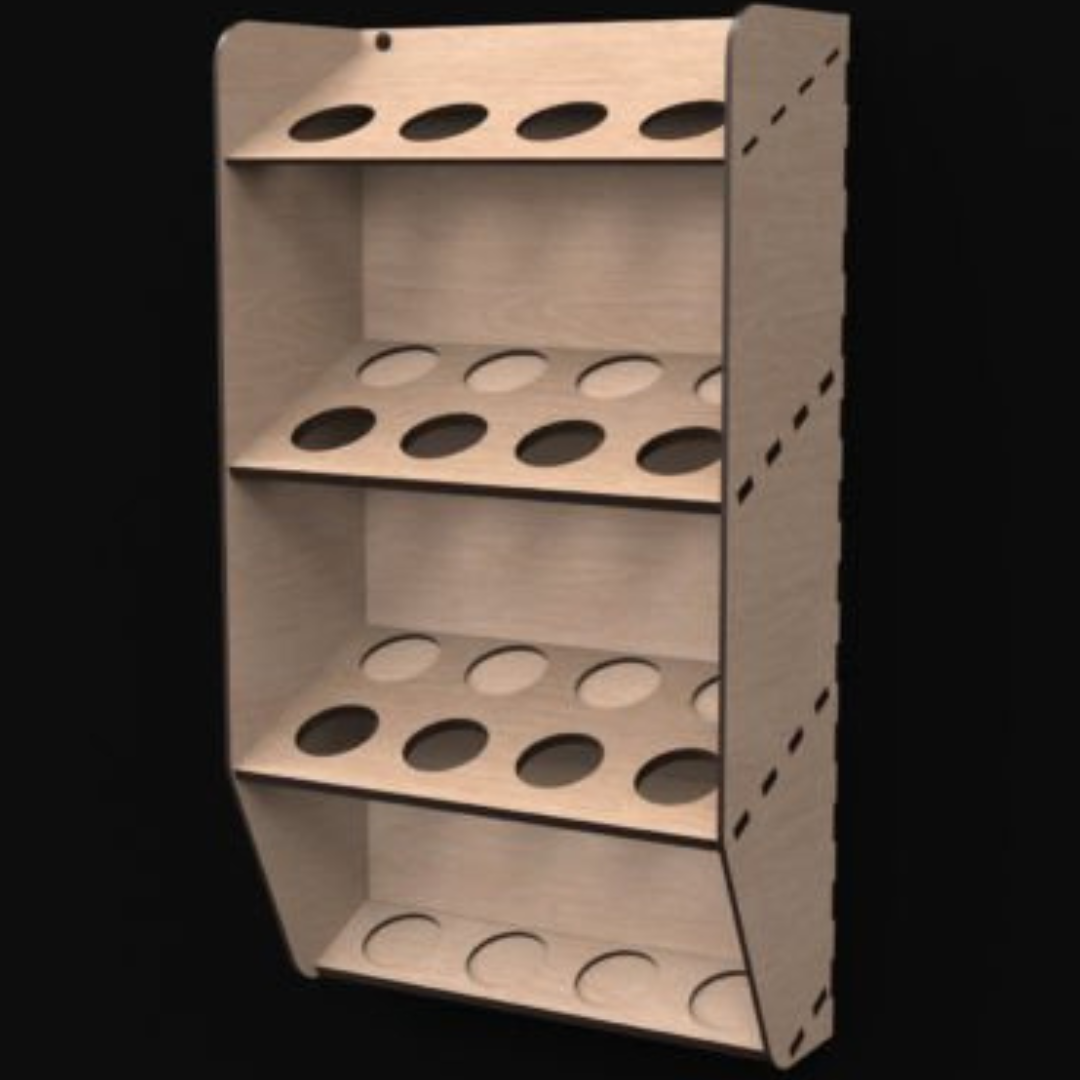 Rangement mural cartouches de silicones. Fabrication artisanale en bois