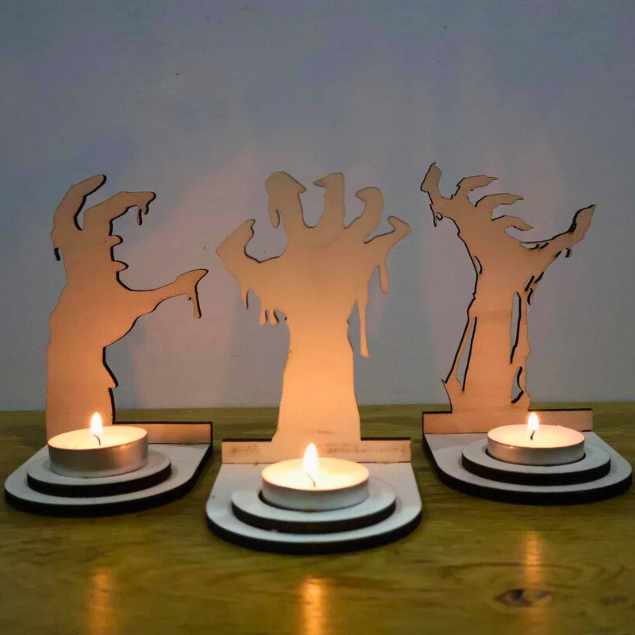 Décoration halloween en bois, support bougie. Fabrication artisanal français