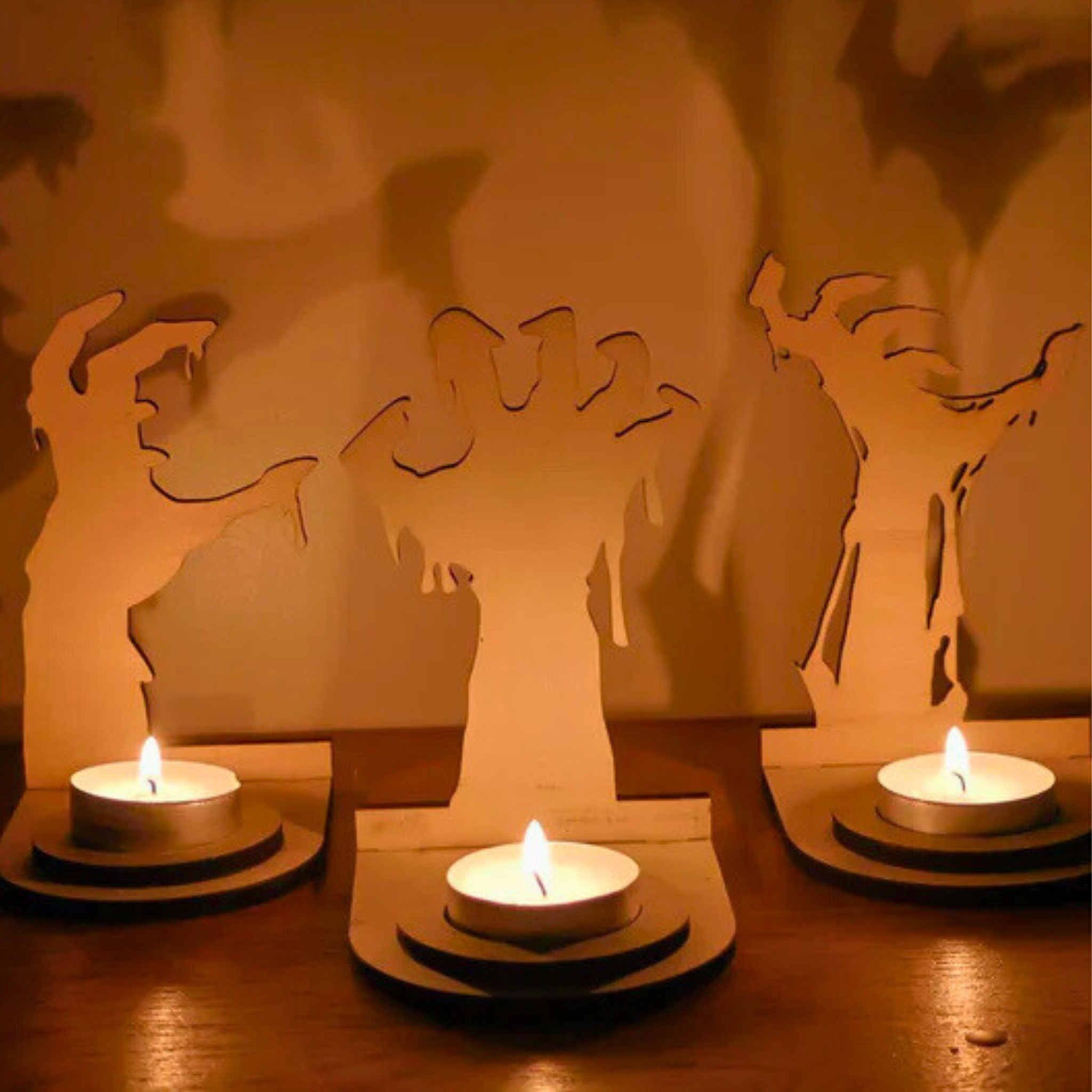 Décoration halloween en bois, support bougie. Fabrication artisanal français