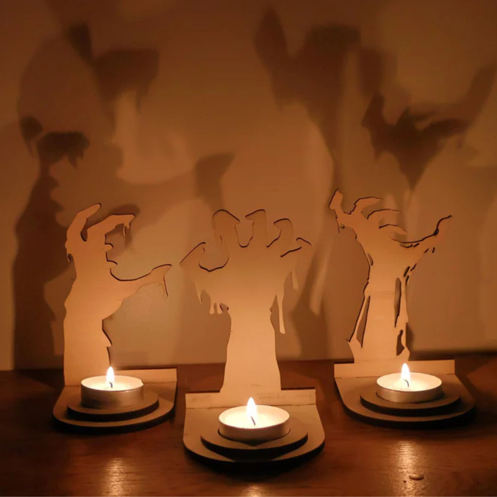 Décoration halloween en bois, support bougie. Fabrication artisanal français